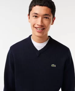 Pull A Col V En Laine Unie | Lacoste Shop