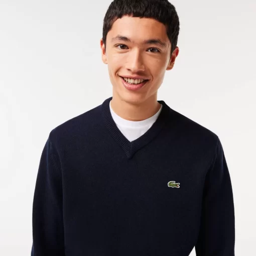 Pull A Col V En Laine Unie | Lacoste Shop