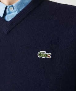 Pull A Col V En Laine Unie | Lacoste Shop