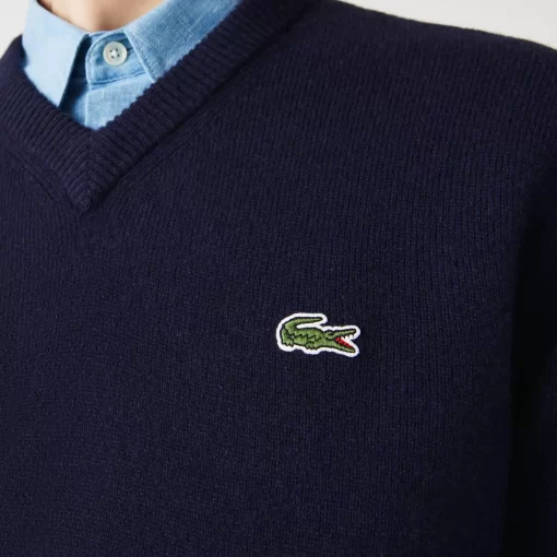 Pull A Col V En Laine Unie | Lacoste Shop