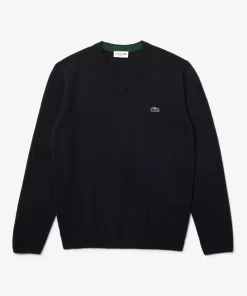 Pull A Col V En Laine Unie | Lacoste Shop