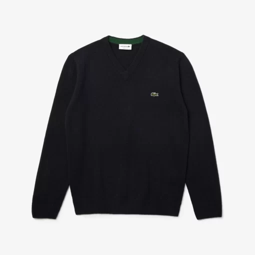 Pull A Col V En Laine Unie | Lacoste Shop