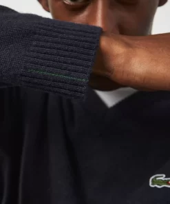 Pull A Col V En Laine Unie | Lacoste Shop