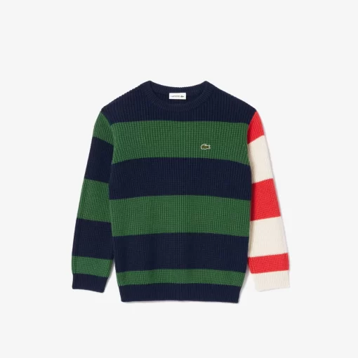 Pull A Rayures Et Manche Contrastee En Maille | Lacoste Shop