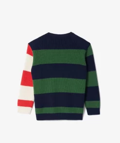 Pull A Rayures Et Manche Contrastee En Maille | Lacoste Shop