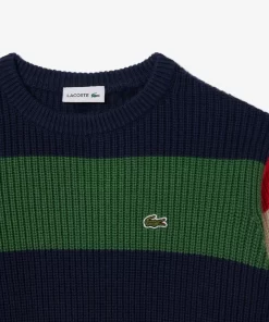 Pull A Rayures Et Manche Contrastee En Maille | Lacoste Shop