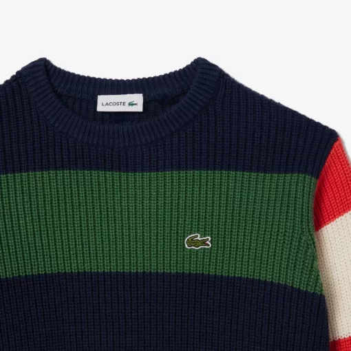 Pull A Rayures Et Manche Contrastee En Maille | Lacoste Shop