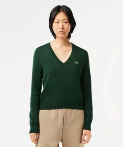 Pull Col V En Double Face De Coton | Lacoste Clearance