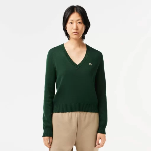 Pull Col V En Double Face De Coton | Lacoste Clearance