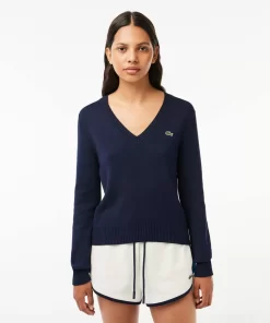 Pull Col V En Double Face De Coton | Lacoste Cheap