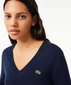 Pull Col V En Double Face De Coton | Lacoste Cheap