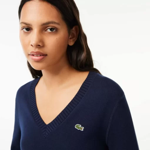 Pull Col V En Double Face De Coton | Lacoste Cheap