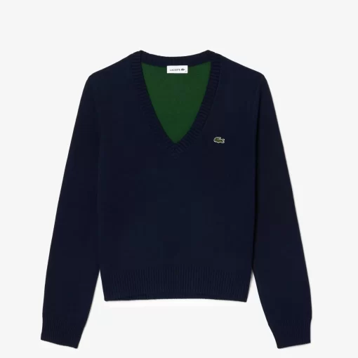 Pull Col V En Double Face De Coton | Lacoste Cheap