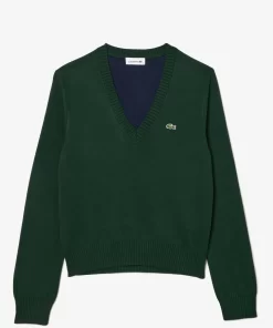 Pull Col V En Double Face De Coton | Lacoste Clearance