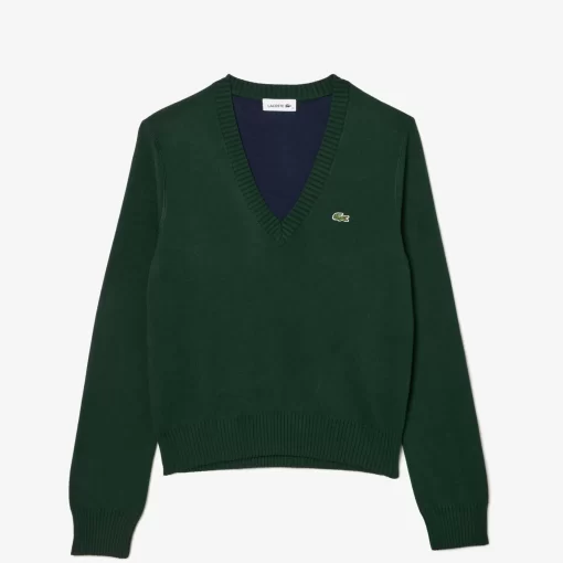 Pull Col V En Double Face De Coton | Lacoste Clearance