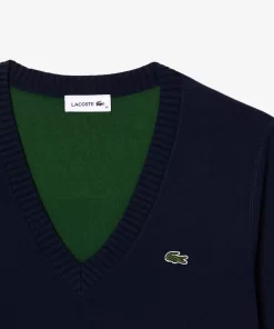 Pull Col V En Double Face De Coton | Lacoste Cheap