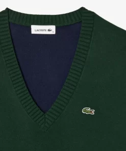 Pull Col V En Double Face De Coton | Lacoste Clearance