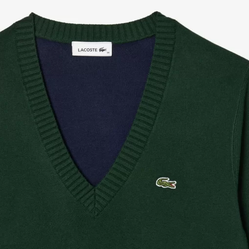 Pull Col V En Double Face De Coton | Lacoste Clearance