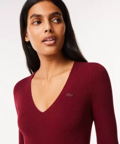 Pull Col V En Maille Cotelee Sans Couture | Lacoste Shop