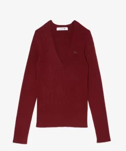 Pull Col V En Maille Cotelee Sans Couture | Lacoste Shop