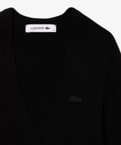 Pull Col V En Maille Cotelee Sans Couture | Lacoste Cheap