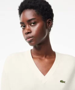 Pull Col V Femme En Coton Biologique | Lacoste Hot