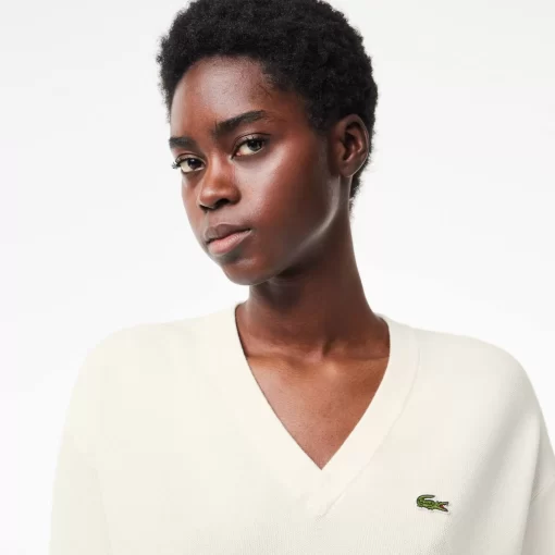 Pull Col V Femme En Coton Biologique | Lacoste Hot