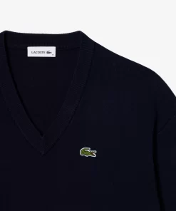 Pull Col V Femme En Coton Biologique | Lacoste Shop