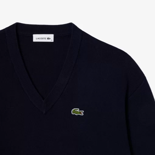 Pull Col V Femme En Coton Biologique | Lacoste Shop