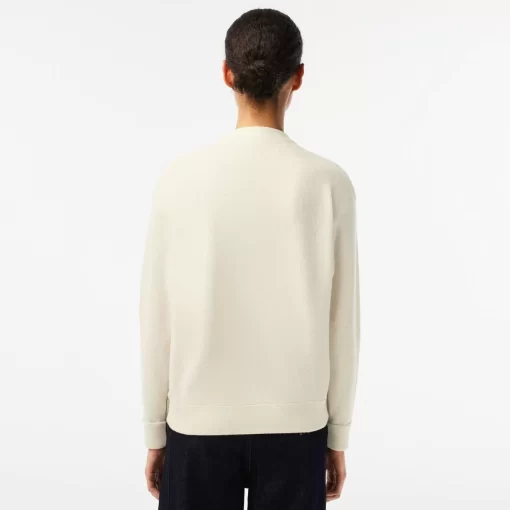 Pull Femme Col En V Uni En Laine | Lacoste Clearance