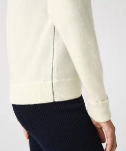 Pull Femme Col En V Uni En Laine | Lacoste Clearance