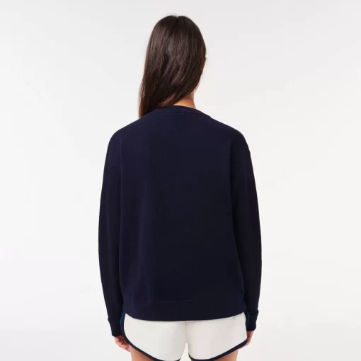 Pull Femme Col En V Uni En Laine | Lacoste Discount