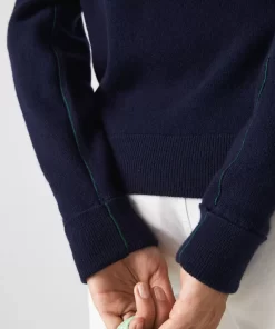 Pull Femme Col En V Uni En Laine | Lacoste Discount