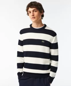 Pull Homme Raye En Jersey De Coton Biologique | Lacoste Shop