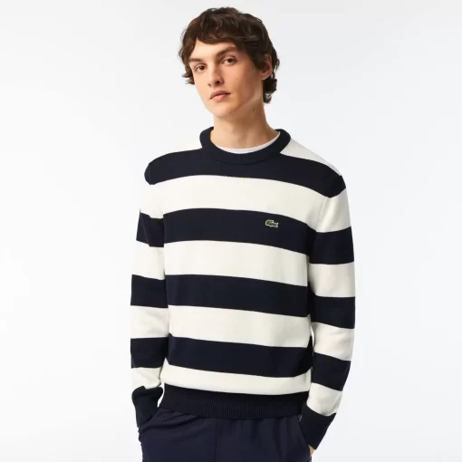 Pull Homme Raye En Jersey De Coton Biologique | Lacoste Shop