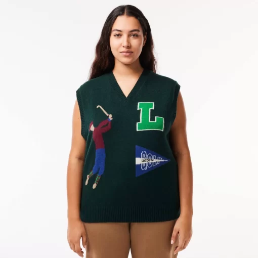 Pull Sans Manche En Laine Motif Inspiration Golf | Lacoste Fashion