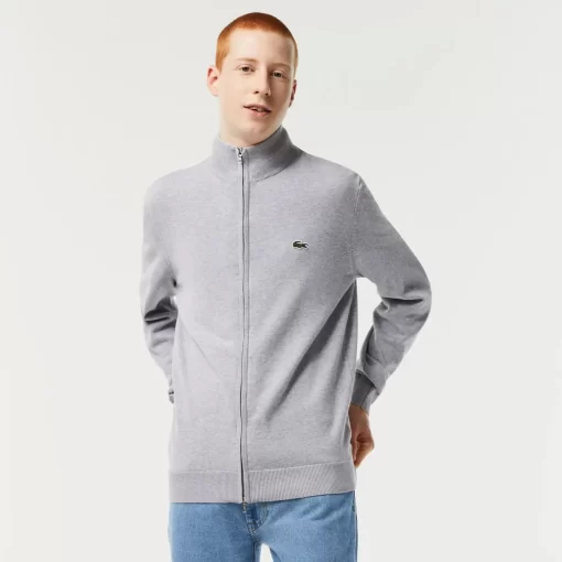 Pull Zippe A Col Montant En Coton Biologique Uni | Lacoste Best