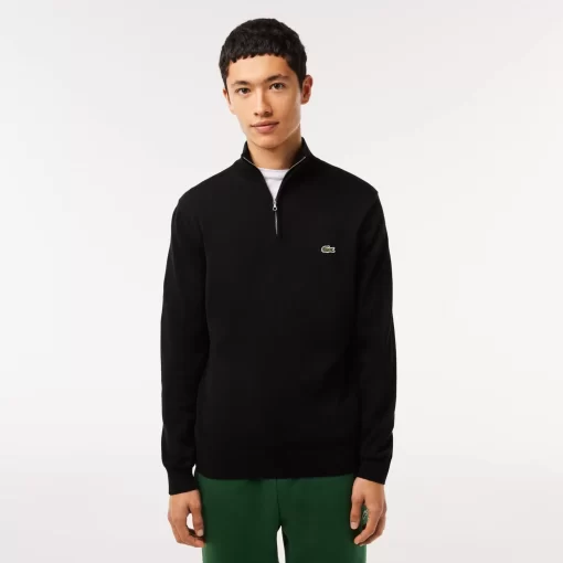 Pull Zippe A Col Montant En Coton Biologique Uni | Lacoste Best