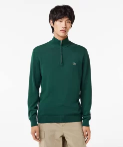 Pull Zippe A Col Montant En Coton Biologique Uni | Lacoste Best