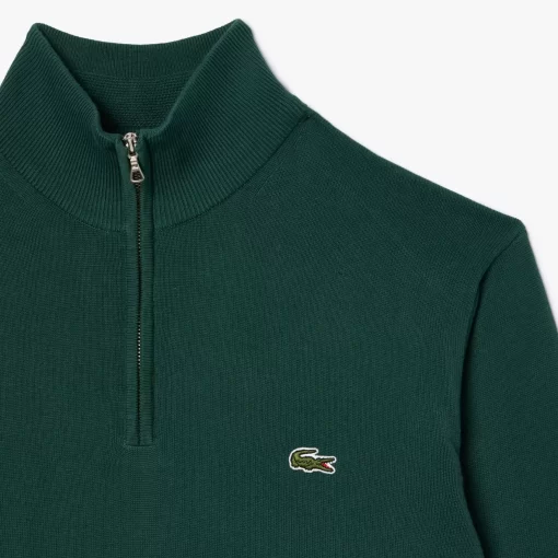 Pull Zippe A Col Montant En Coton Biologique Uni | Lacoste Best