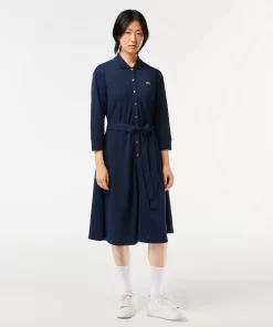 Robe Polo Ample Ceinturee En Petit Pique De Coton | Lacoste Best Sale