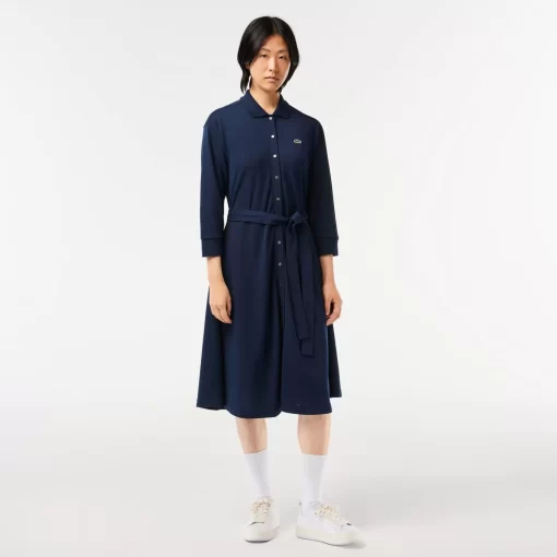 Robe Polo Ample Ceinturee En Petit Pique De Coton | Lacoste Best Sale