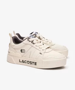 Sneakers L002 Femme En Cuir Avec Marquage | Lacoste Discount