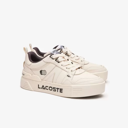 Sneakers L002 Femme En Cuir Avec Marquage | Lacoste Discount