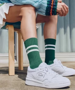 Sneakers Lineshot Femme En Cuir Talon Sigle | Lacoste Fashion