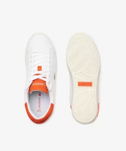 Sneakers Powercourt 2.0 Femme En Cuir Orange | Lacoste Clearance