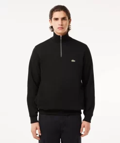 Sweatshirt A Col Montant Zippe En Coton Uni | Lacoste Best