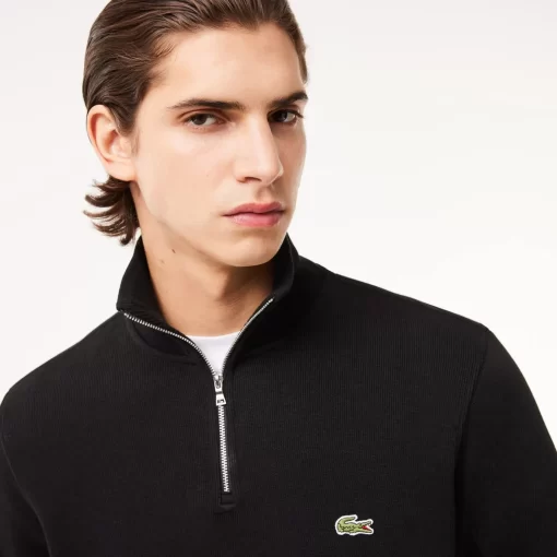 Sweatshirt A Col Montant Zippe En Coton Uni | Lacoste Best