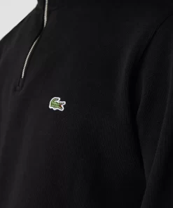 Sweatshirt A Col Montant Zippe En Coton Uni | Lacoste Best