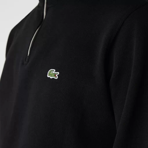 Sweatshirt A Col Montant Zippe En Coton Uni | Lacoste Best